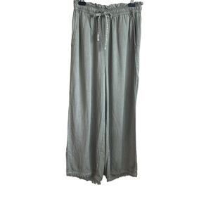 C&C California‎ Coastal Wide Leg Pants S Green Drawstring Waist Soft Boho Beachy